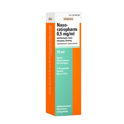 NASO-RATIOPHARM 0,5 mg/ml 10 ml nenäsumute, liuos