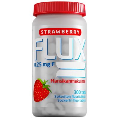 Flux Strawberry 0,25 mg F/tabl imeskelytabletti 300 kpl