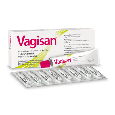 Vagisan Kombi yhdistelm&auml;pakkaus em&auml;tinpuikko 8 kpl, voide 10 g 1 kpl