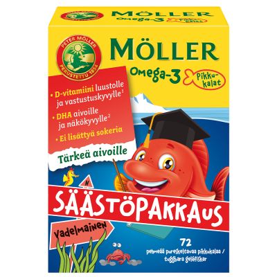 Möller Omega-3 Pikkukalat Hedelmäinen jättipakkaus 5X72 KPL