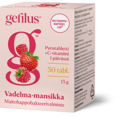 Gefilus Vadelma-mansikka purutabletti 30 kpl