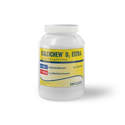 CALCICHEW D3 EXTRA SITRUUNA purutabletti 500 mg/20 mikrog 100 kpl