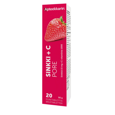 Apteekkarin C+Sinkkipore mansikka 20 poretabl