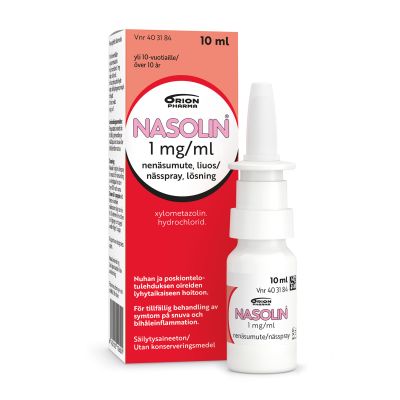 NASOLIN 1 mg/ml 10 ml nenäsumute, liuos