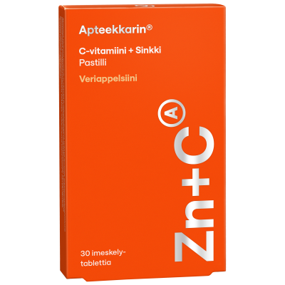 Apteekkarin C+ Sinkki veriappelsiini pastilli 30 kpl