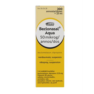 BECLONASAL AQUA 50 mikrog/annos 200 annosta nenäsumute, suspensio