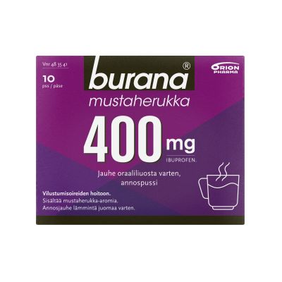 BURANA MUSTAHERUKKA 400 mg 10 kpl jauhe oraaliliuosta varten, annospussi