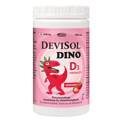 Devisol Dino mansikka 10 mikrog 100 purutabl