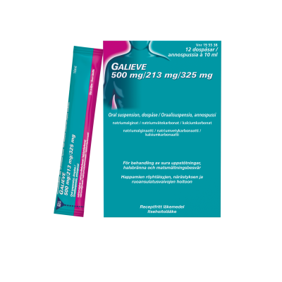 GALIEVE oraalisuspensio, annospussi 500/213/325 mg 12 x 10 ml