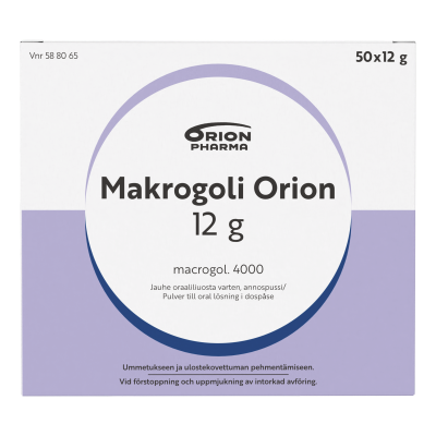 MAKROGOLI ORION 12 g 50 x 12 g jauhe oraaliliuosta varten, annospussi