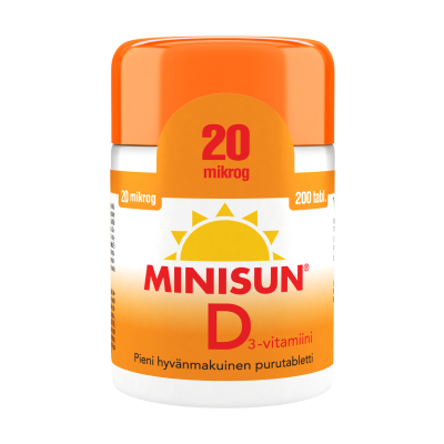Minisun D-vitamiini 20 mikrog 200 tabl