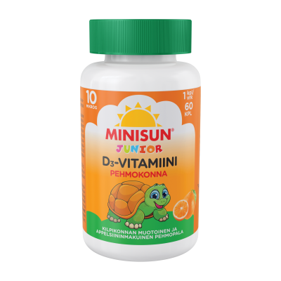 Minisun D-vitamiini Pehmokonna Appelsiini jr.10 mikrog 60 kpl