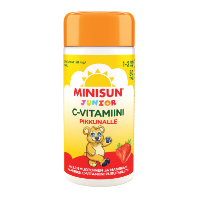 Minisun Junior C-vitamiini mansikka 80 tabl