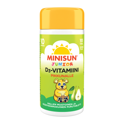 Minisun D-vitamiini Päärynä Nalle jr.10 mikrog 100 tabl