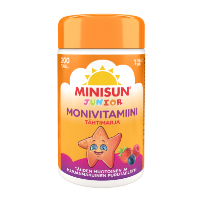 Minisun Monivitamiini Tähtimarja jr. 200 PURUTABL