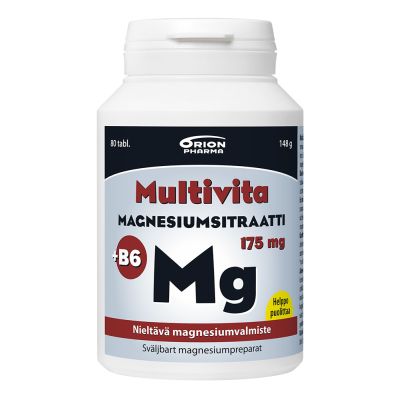Multivita Magnesiumsitraatti + B6 175 mg nielt&auml;v&auml; tabletti 80 kpl