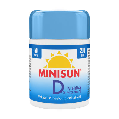 Minisun D-vitamiini Nieltävä 50 mikrog 200 tabl