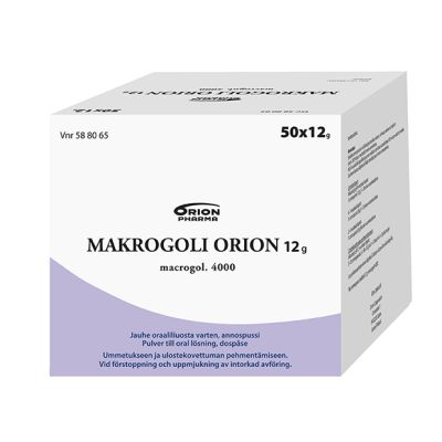 MAKROGOLI ORION 12 g 50 x 12 g jauhe oraaliliuosta varten, annospussi