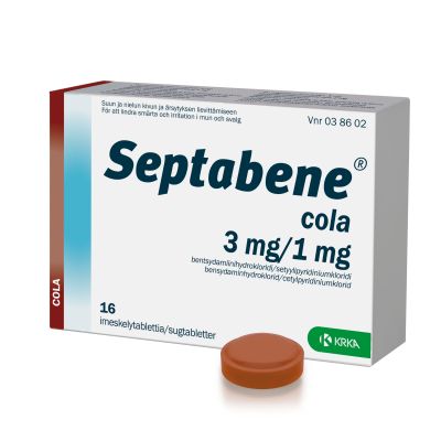 SEPTABENE COLA 3/1 mg 16 fol imeskelytabletti
