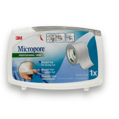 3M Micropore 2,5 cm x 9,1 m valkoinen katkokela 1 kpl