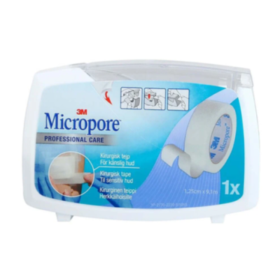 3M Micropore 1,25 cm x 9,1 m valkoinen katkokela 1 kpl
