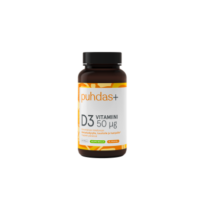 Puhdas+ D3-vitamiini 50 mikrog 60 kaps