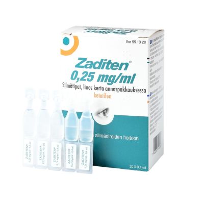 ZADITEN 0,25 mg/ml 20 x 0,4 ml silmätipat, liuos, kerta-annospakkaus