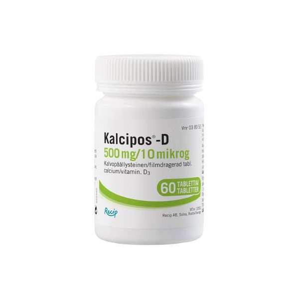 KALCIPOS-D tabletti, kalvopäällysteinen 500 mg/10 mikrog 60 kpl