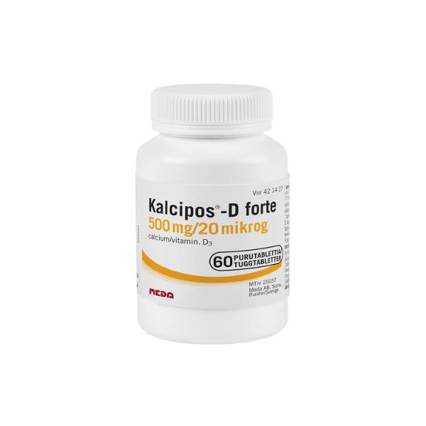 KALCIPOS-D FORTE purutabletti 500 mg/20 mikrog 60 kpl