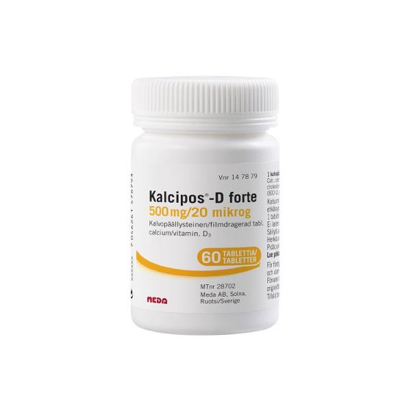 KALCIPOS-D FORTE tabletti, kalvopäällysteinen 500 mg/20 mikrog 60 kpl