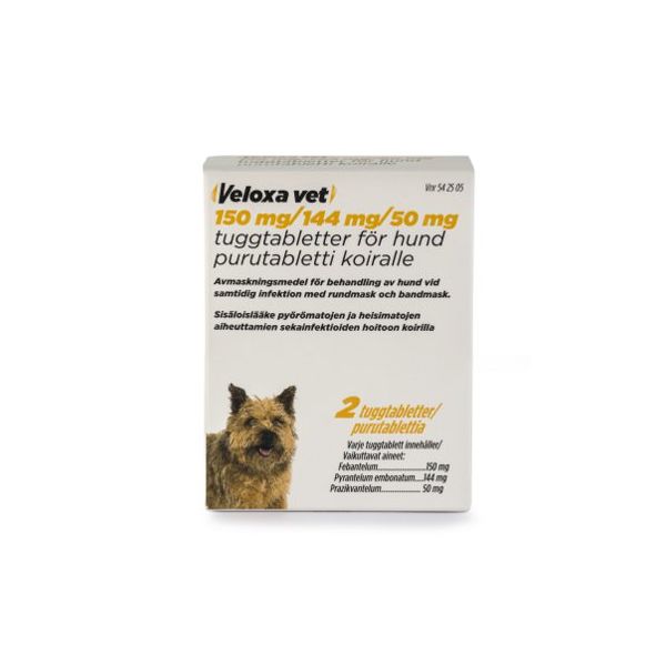 Veloxa vet purutabletti 150 mg / 144 mg / 50 mg 2 fol