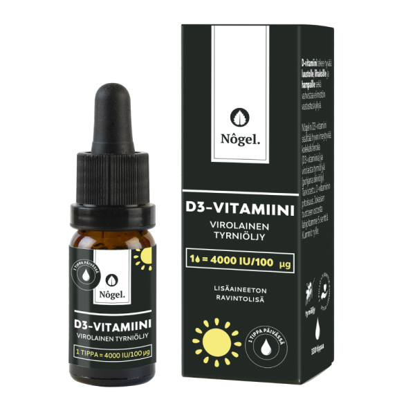 Nogel D3-vitamiini tyrniöljy 4000 IU/tippa 10 ml