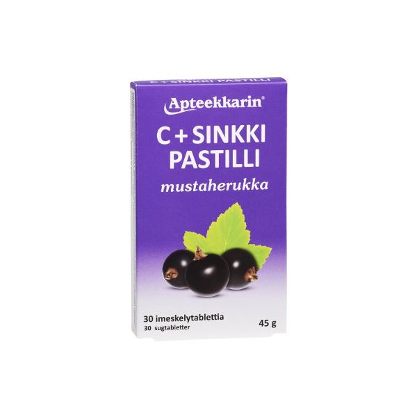 Apteekkarin C+ Sinkki mustaherukka 30 kpl