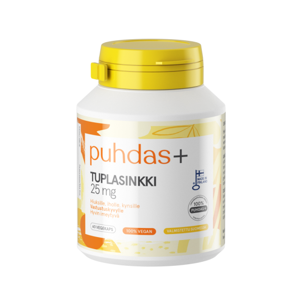 Puhdas+ Caps Tuplasinkki 25 mg vegekaps 60 kpl