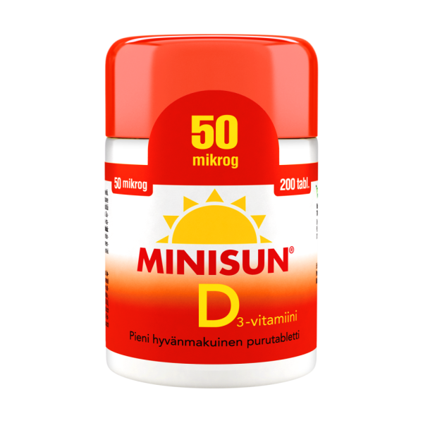 Minisun D-vitamiini 50 mikrog 200 kpl