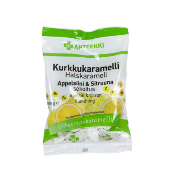 APTEEKKI Kurkkukaramelli Appelsiini & sitruuna 100 g