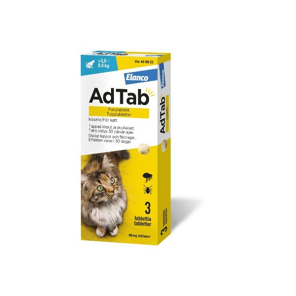 AdTab purutabletti 48 mg kissalle (> 2,0–8,0 kg) 3 fol