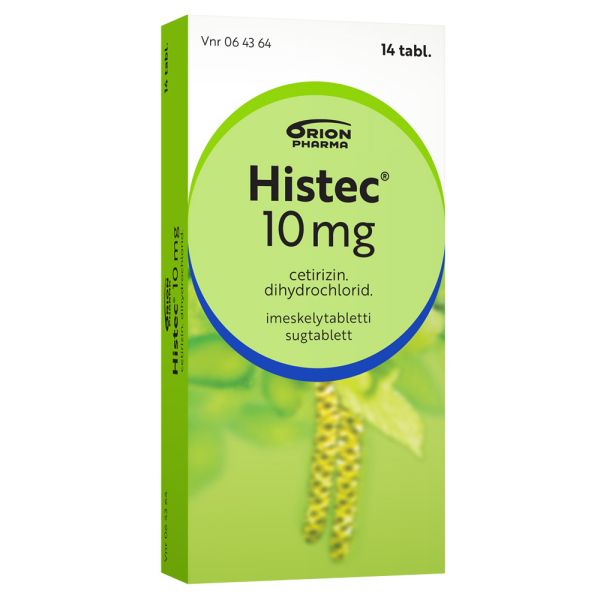 HISTEC imeskelytabletti, puristettu 10 mg 14 fol