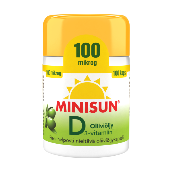 Minisun D-vitamiini Oliiviöljy 100 mikrog 100 KPL