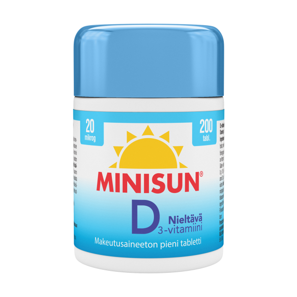 Minisun D-vitamiini Nieltävä 20 mikrog 200 tabl