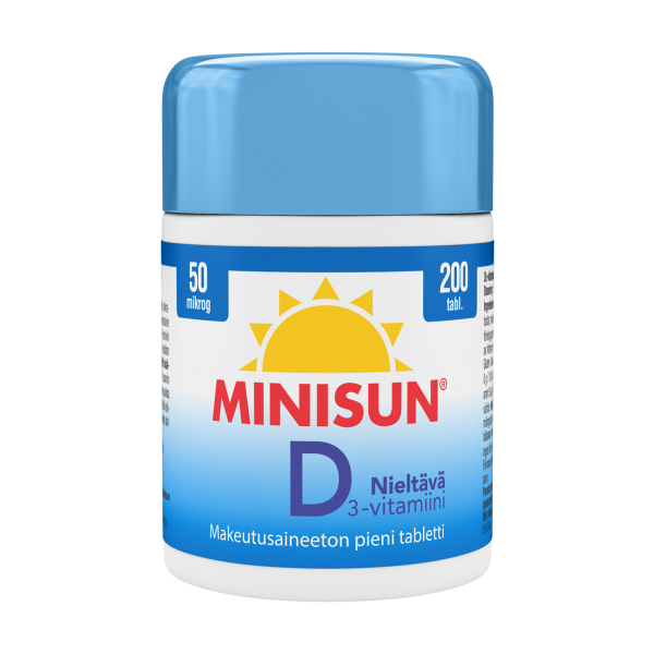 Minisun D-vitamiini Nieltävä 50 mikrog 200 tabl