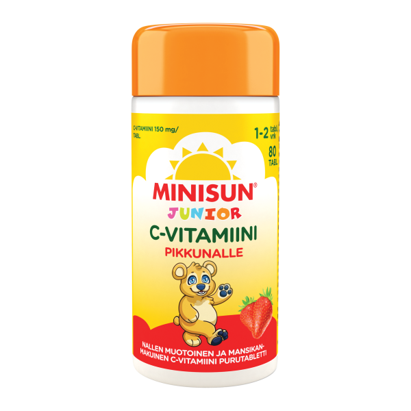Minisun Junior C-vitamiini mansikka 80 tabl