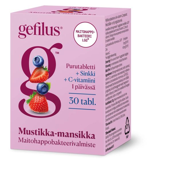 Gefilus C+Sinkki mustikka-mansikka 30 kpl